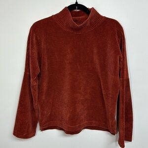 Madewell Texture & Thread Velour‎ Corduroy Mockneck Top Rust XS
